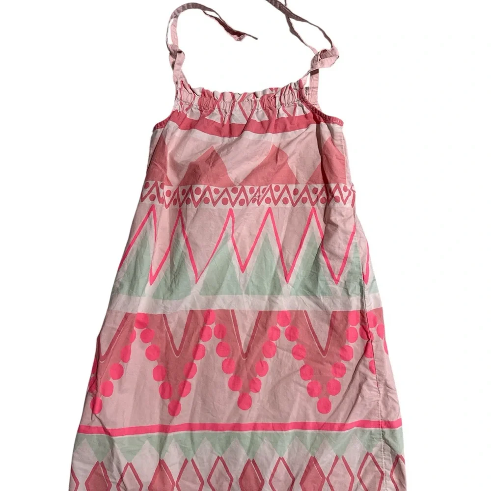 Gymboree | Girls Size 7 Pink & Mint Geometric‎ Boho Tie-Strap Cotton Sundress